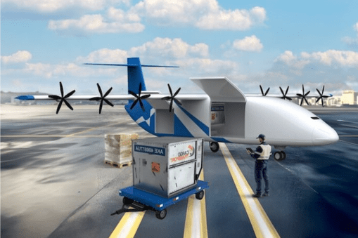 Simulation of a cargo airplane on a tarmac being loaded with boxes - Applied CAx Siemens aerospace software