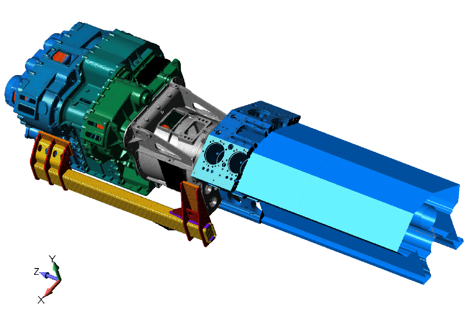 Figure 7: Structural and modal analysis optimization of a large 3,000 HP transmission for the oil and gas industry. Structural and modal analysis optimization of a large 3,000 HP transmission for the oil and gas industry.
